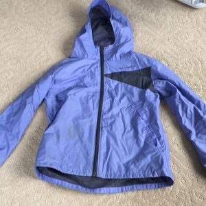 Girls lightly worn periwinkle raincoat
